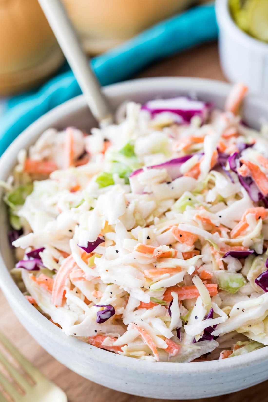 Deli classic creamy coleslaw loaded with crisp cabbage ribbons in creamy dressing cool crunch.