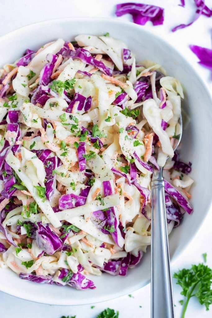 Dixie-style finely diced southern coleslaw tossed in sweet creamy dressing with cool crunch