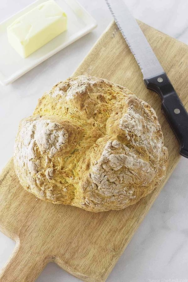 Traditional Irish soda bread with golden crust and tender, buttery crumb